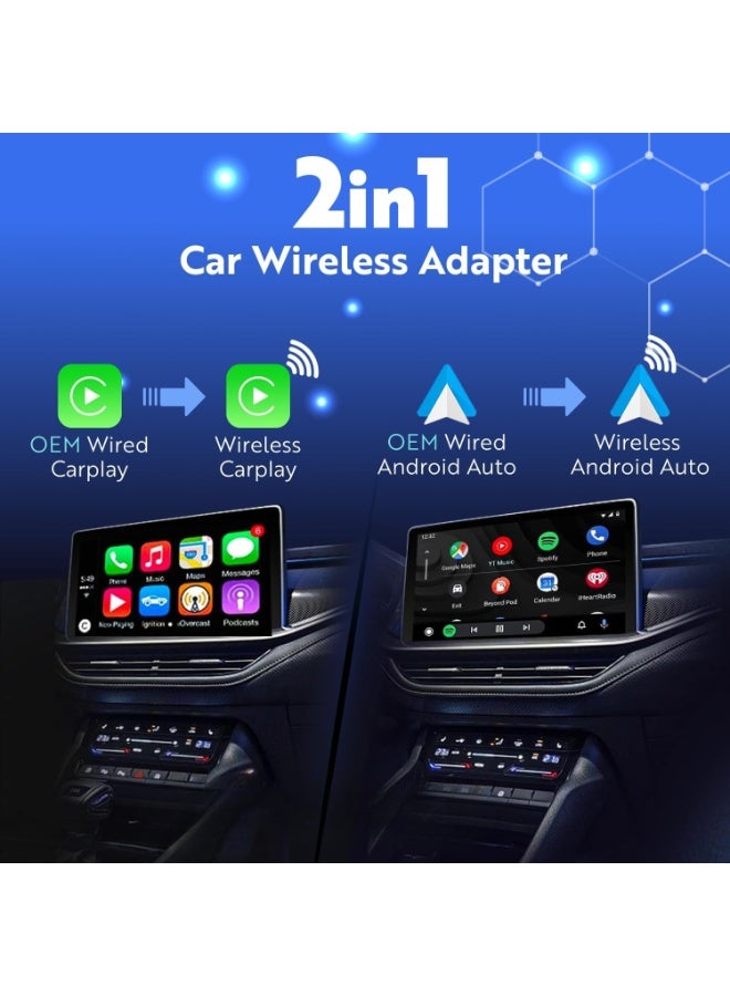 Professional 2-in-1 Wireless CarPlay & Android Auto Adapter - True Wireless Conversion Dongle - Plug-and-Play USB Adapter for iPhone & Android - High-Speed Bluetooth Car Adapter - Image 3
